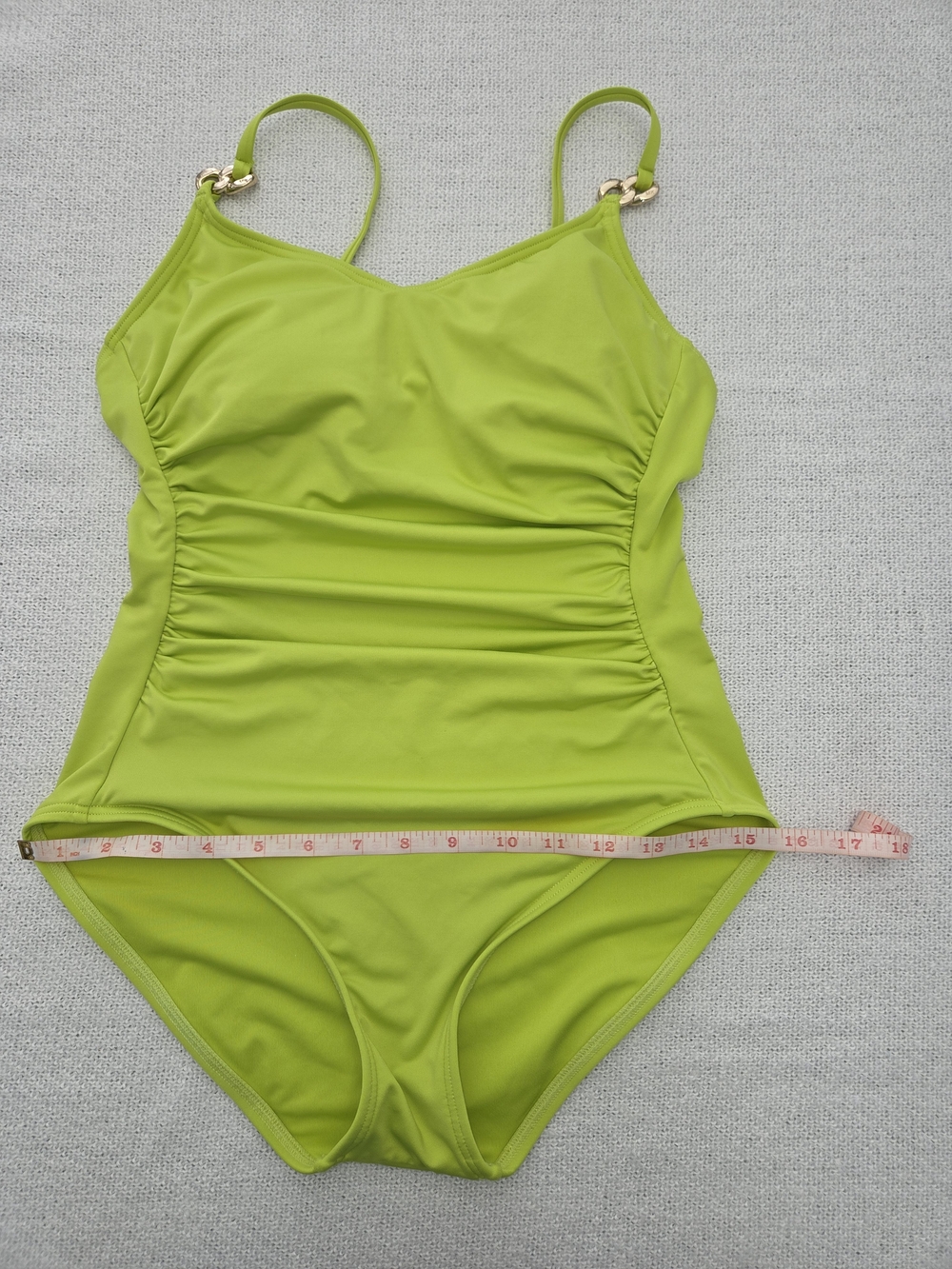 MICHAEL Michael Kors Lime Green One-Piece Swimsuit with Gold Chain Details - Picture 5 of 6